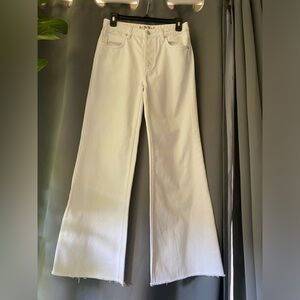 FREE PEOPLE HIGH RISE WHITE WIDE LEG JEANS